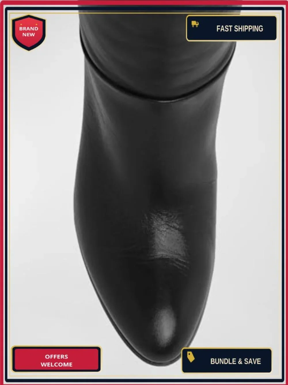 Womens Thigh High Boots Pointed Toe Chunky Heel Wide Calf Over the Knee Winter